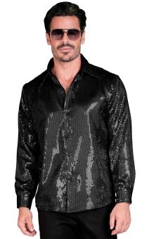 Discoskjorta, paljett svart L/XL
