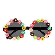 Glasögon, blommiga kransar