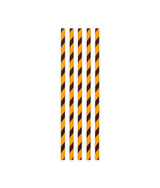 Papperssugrör, svart/orange 20 st