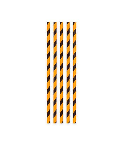 Papperssugrör, svart/orange 20 st