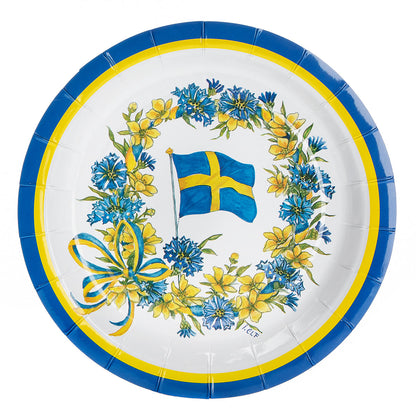 Tallrikar, svenska flaggan 8 st