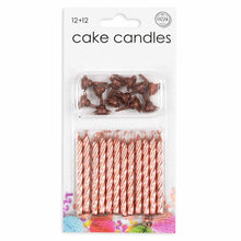 Tårtljus, ljus inkl hållare rosé 12 st