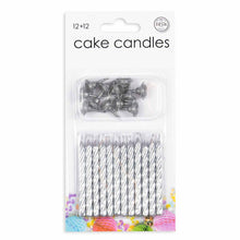 Tårtljus, ljus inkl hållare silver 12 st