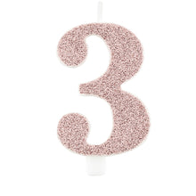 Tårtljus, 3 rosé glitter 9,5 cm
