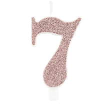 Tårtljus, 7 rosé glitter 9,5 cm