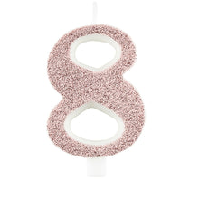 Tårtljus, 8 rosé glitter 9,5 cm