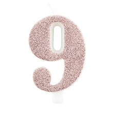 Tårtljus, 9 rosé glitter 9,5 cm