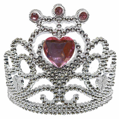 Tiara, silver med ljusrosa hjärta