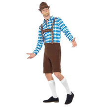 Tyrolerbyxor inkl tyrolerskjorta, blå och brun XL