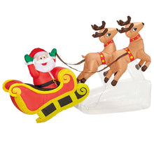 Uppblåsbar props, tomte med släde och två renar 210 cm