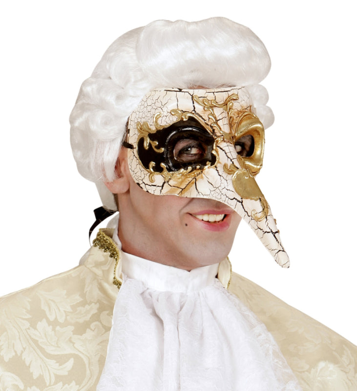 Venetiansk mask, vit/svart/guld