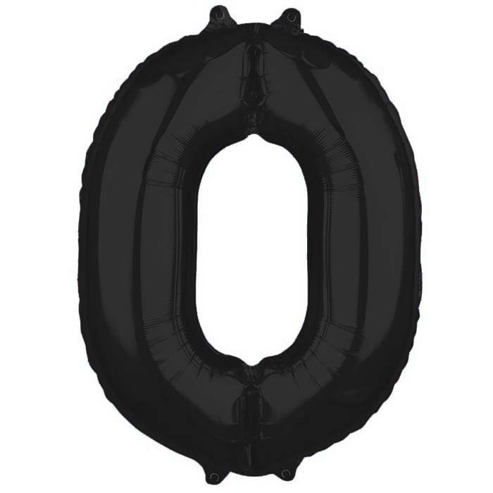 Folieballong, svarta siffror -0