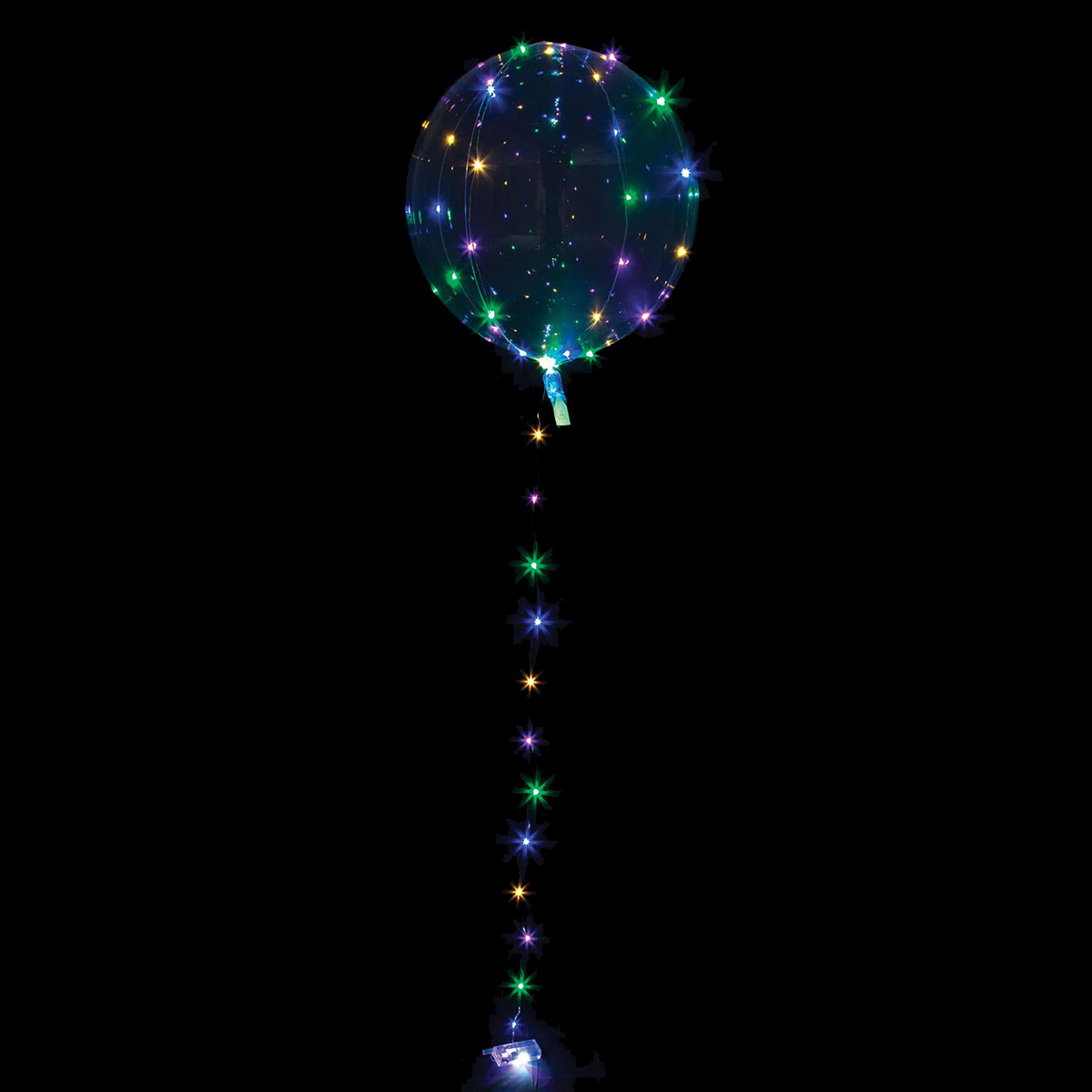 Läs mer om Klotballong, transparent med multi LED