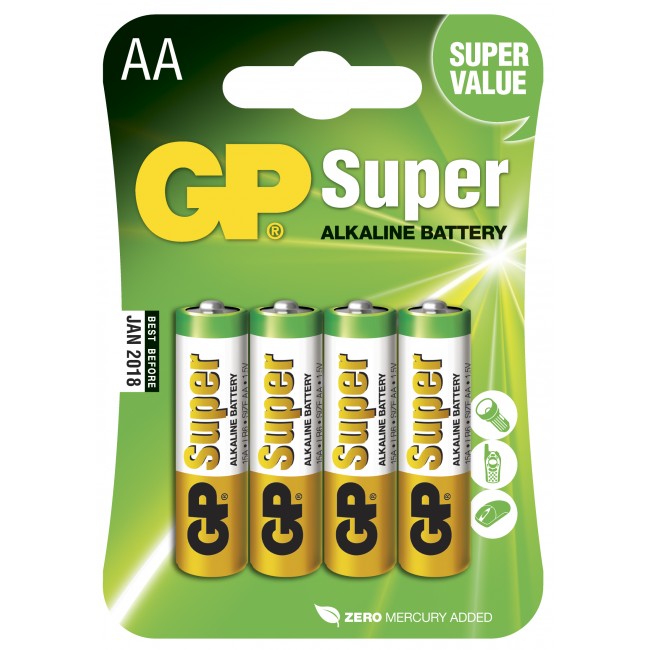 Batteri, 4-pack GP Super-AA
