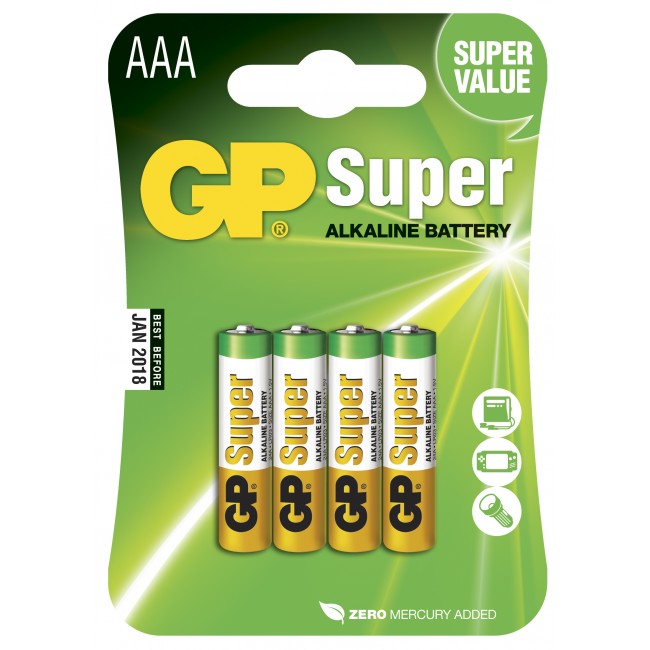 Läs mer om Batteri, 4-pack GP Super-AAA