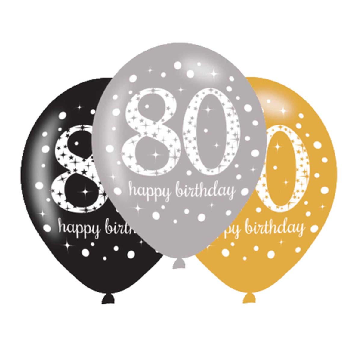 Läs mer om Latexballong, 80 sparkling birthday årsballonger