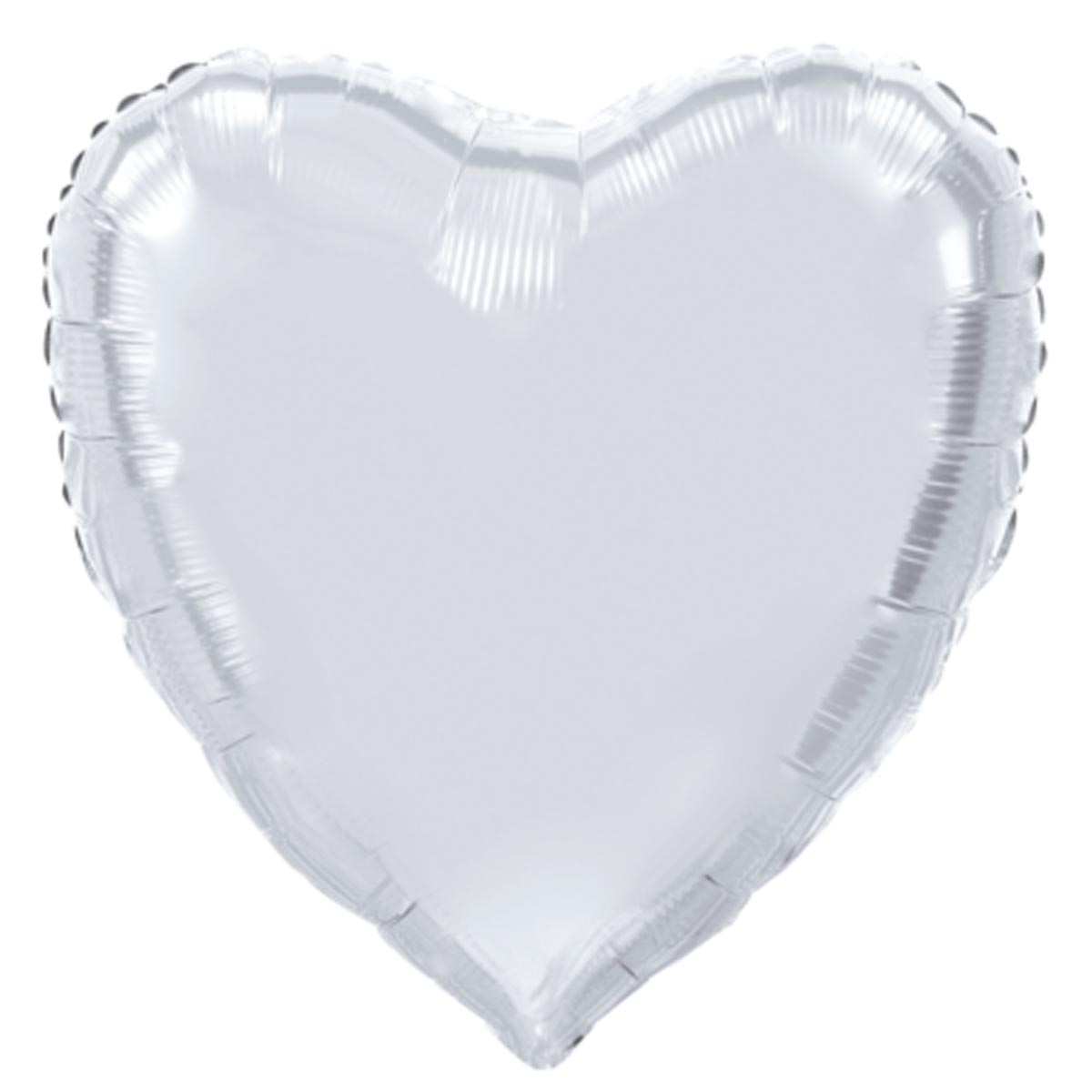 Folieballong, hjärta silver 91 cm