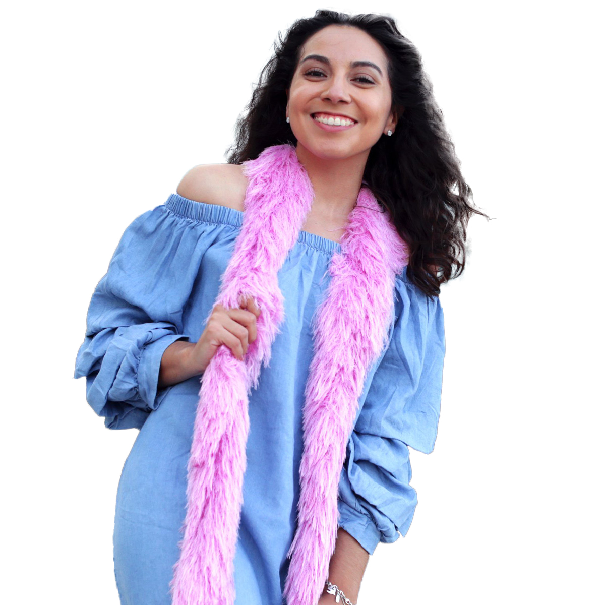 Fjäderfriboa  ljus rosa Faux