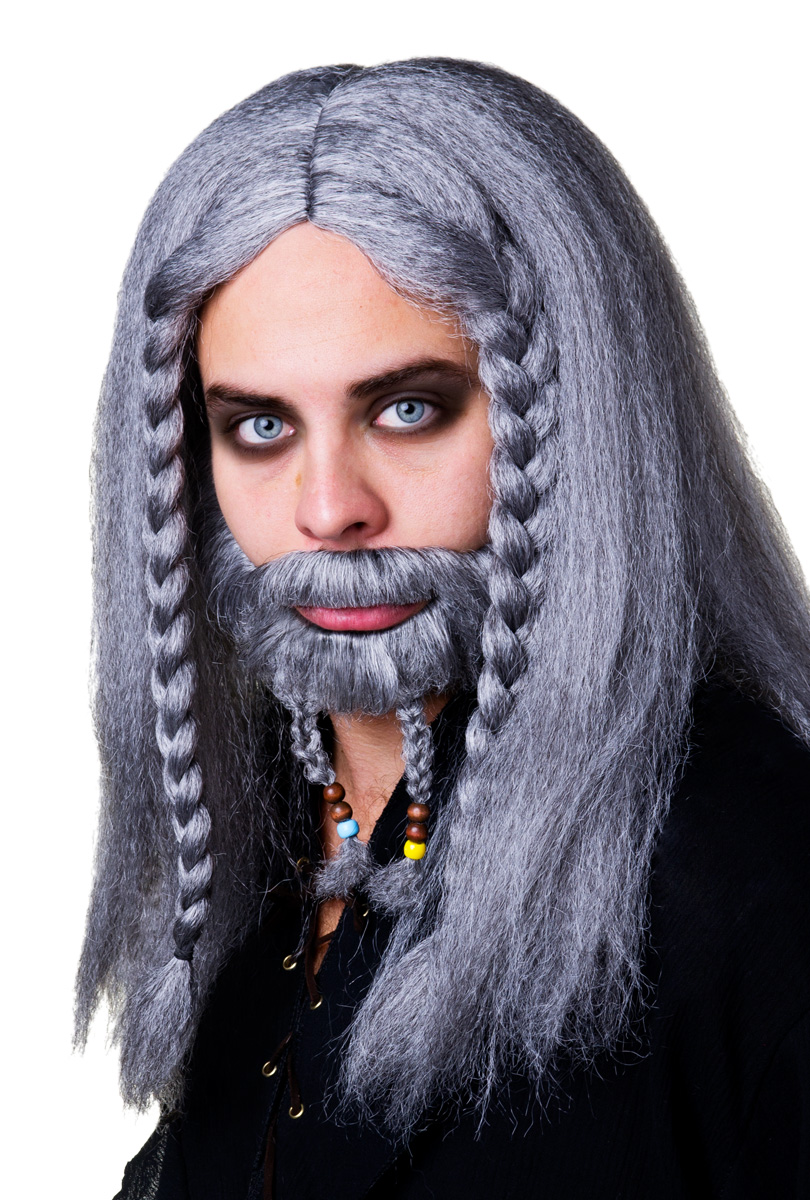 Peruk, pirat grå med skäggproduktzoombild #1