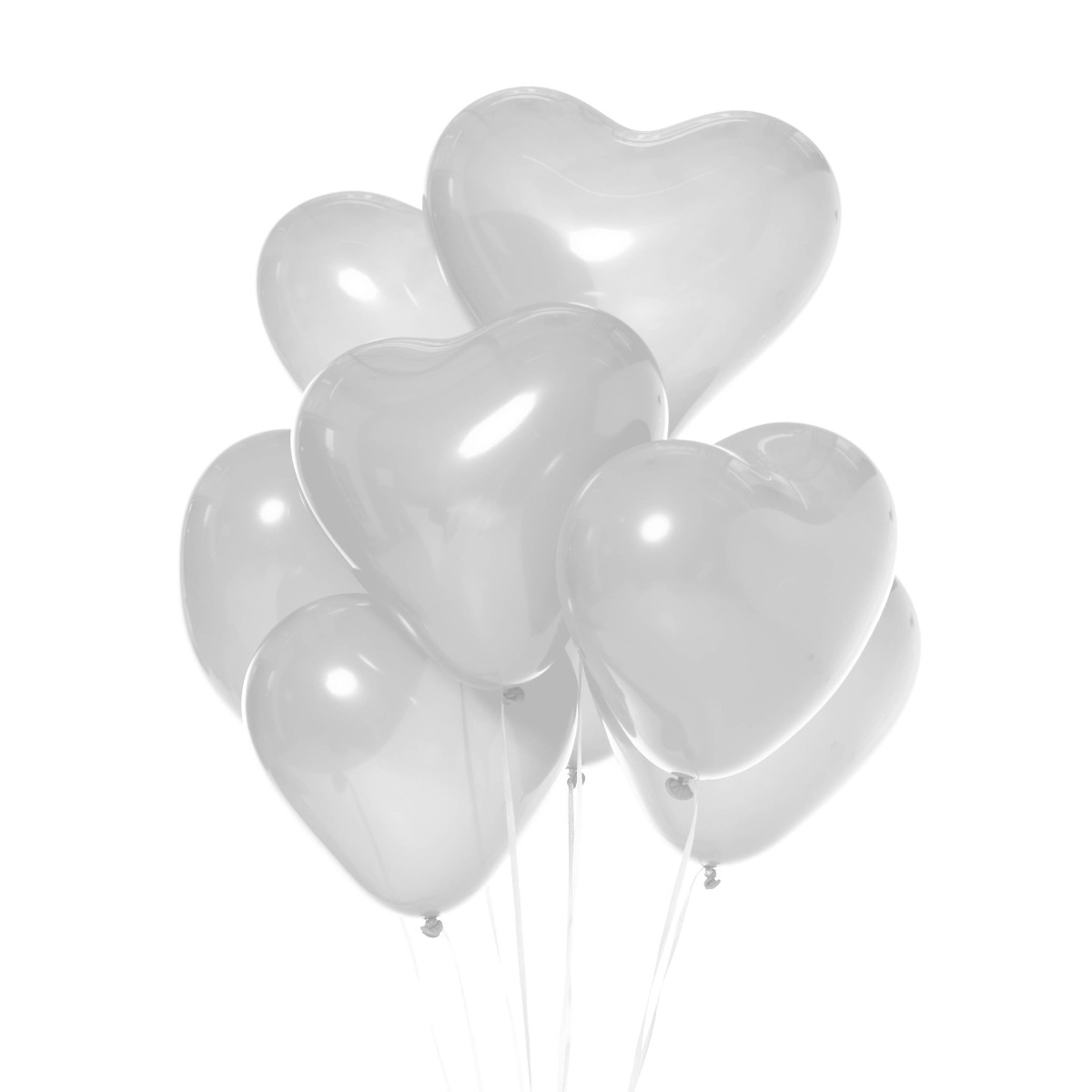 Läs mer om Vita hjärtballonger, 6 st