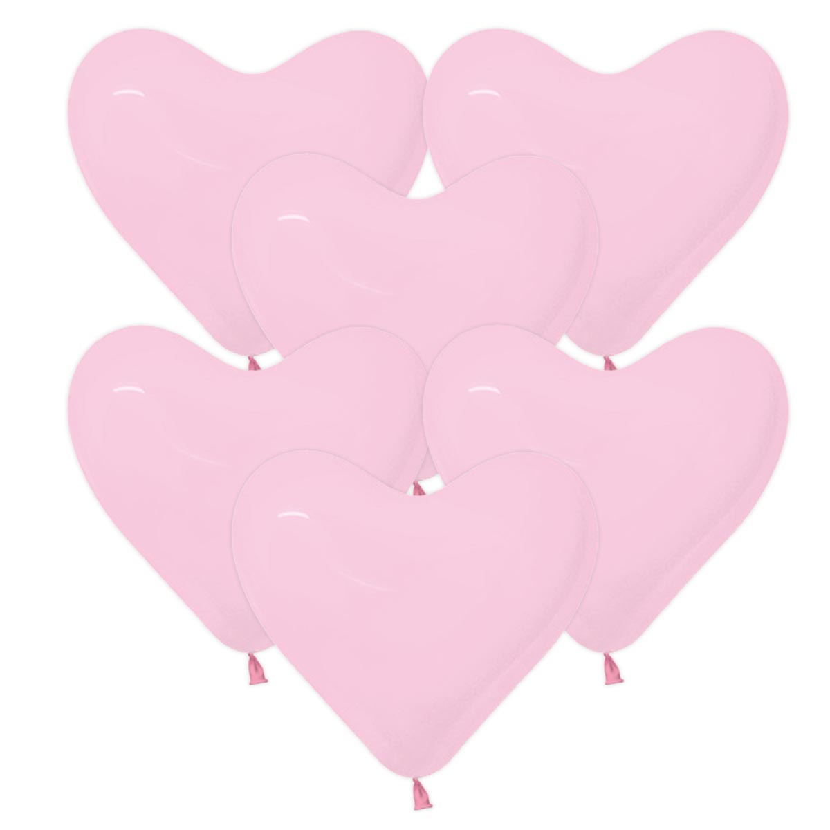 Hjärtballonger, ljusrosa 6 st