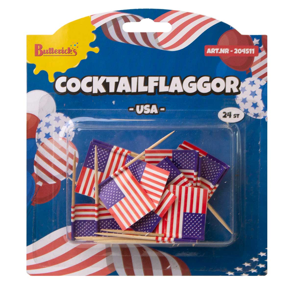 Läs mer om Cocktailflaggor, USA 24 st