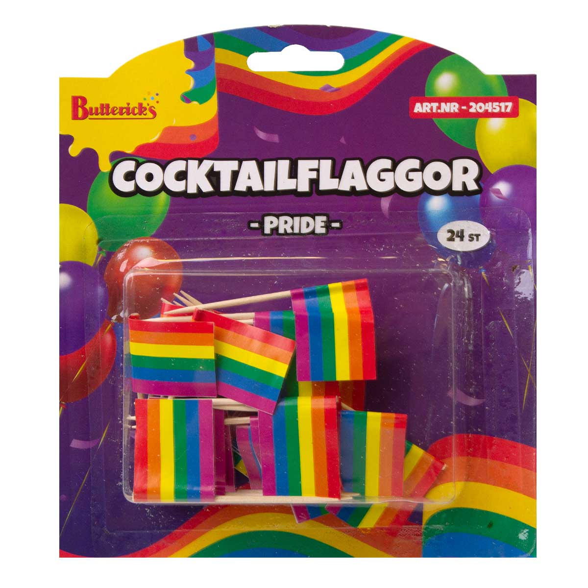 Läs mer om Cocktailflaggor, Pride 24 st