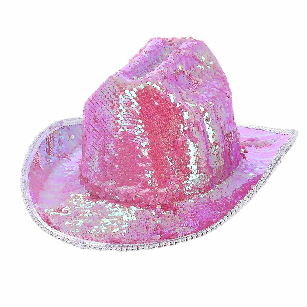 Läs mer om Cowboyhatt, Fever deluxe paljetter rosa