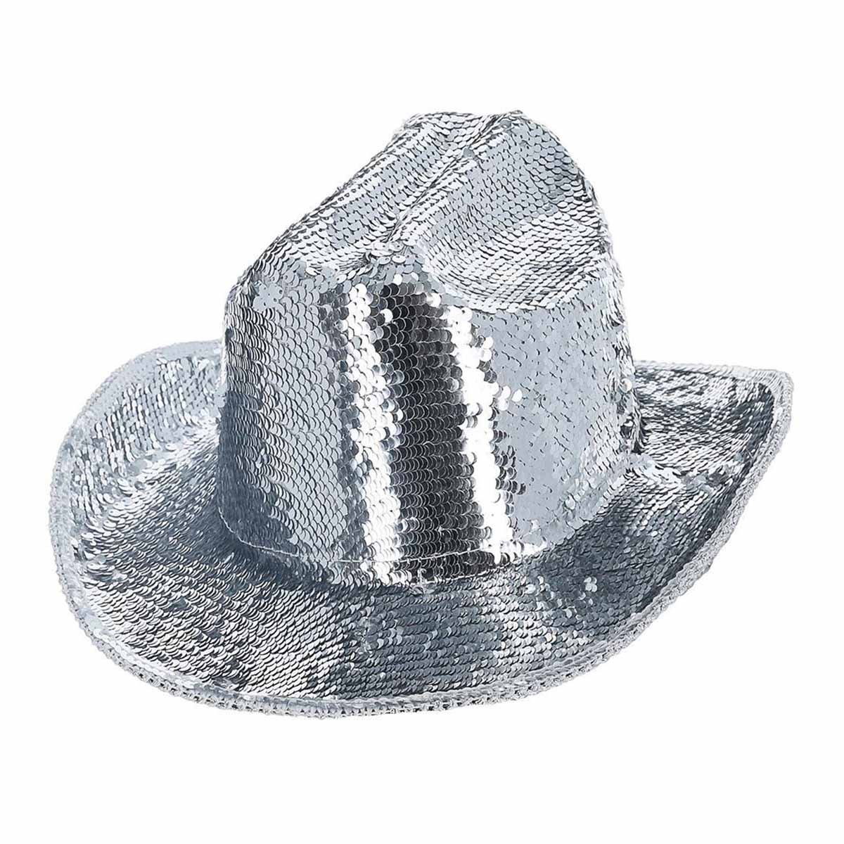 Cowboyhatt Fever deluxe paljetter silver