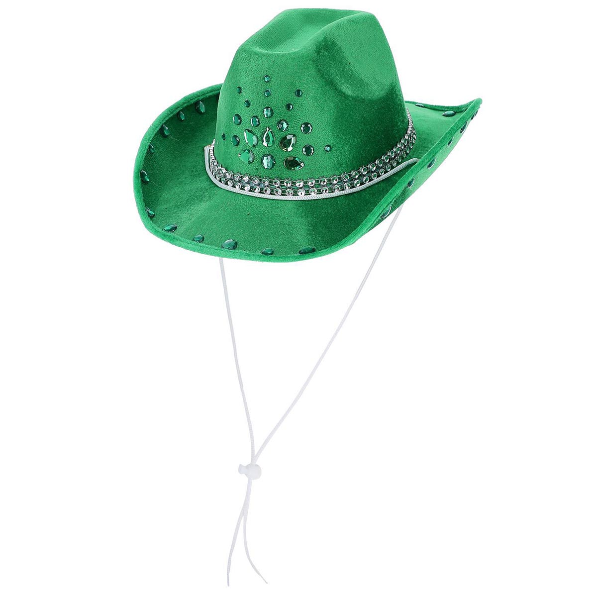 Läs mer om Cowboyhatt med strass grön