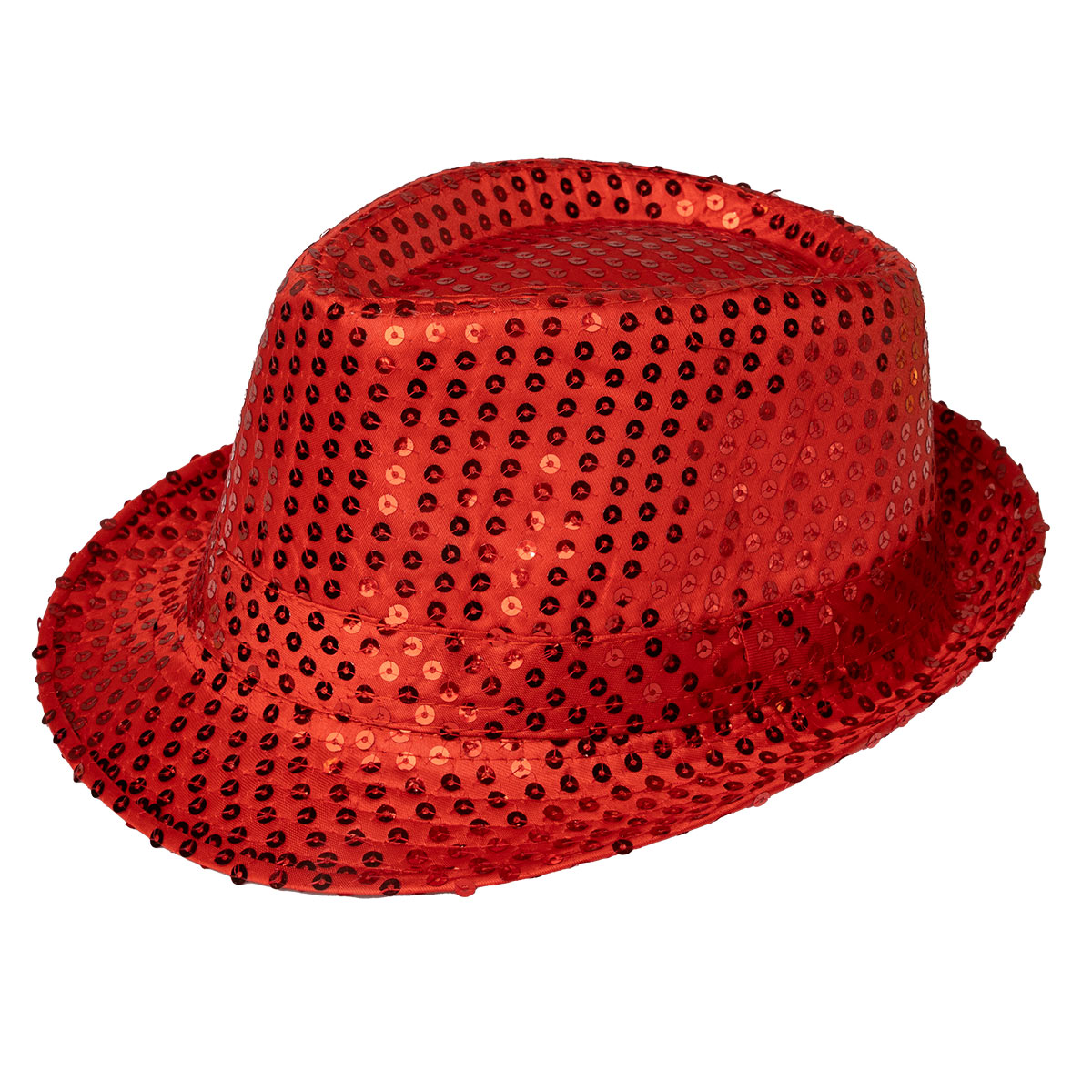 Glitterhatt, fedora röd