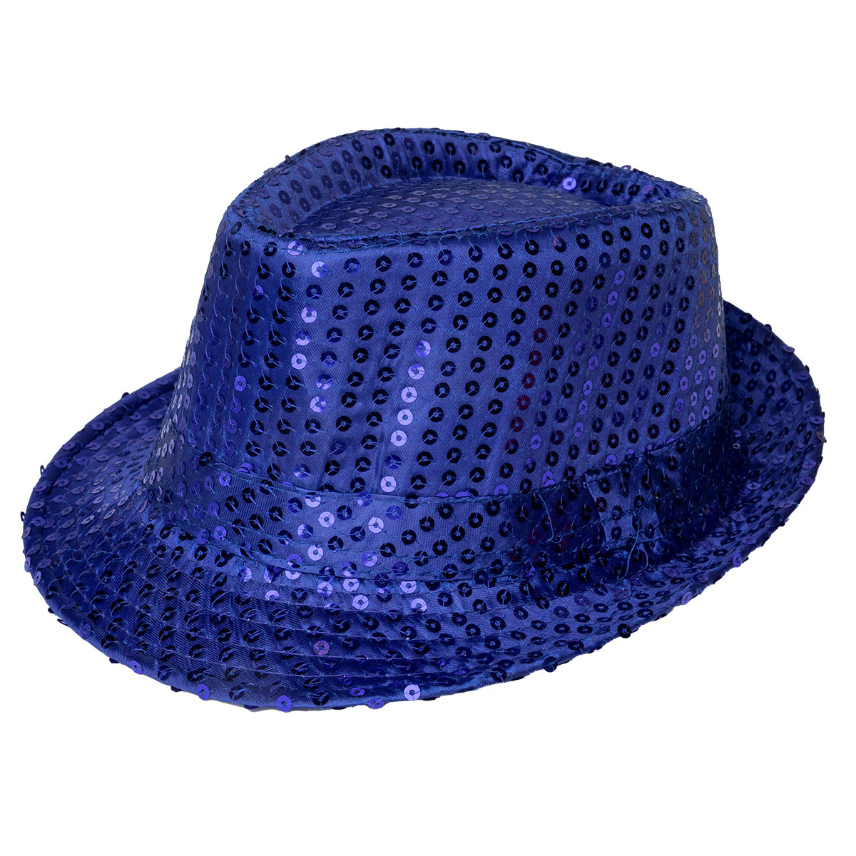 Glitterhatt, fedora blå