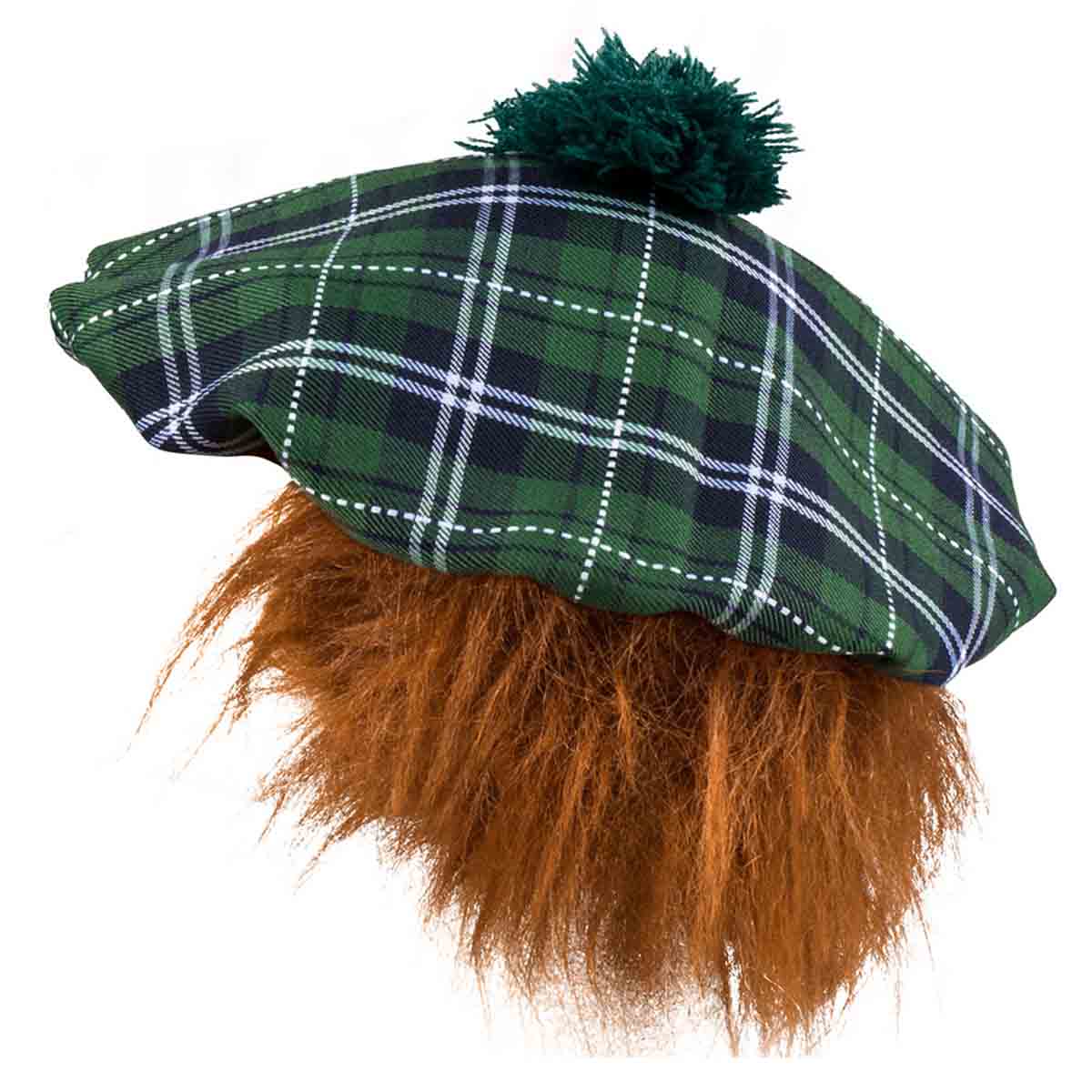 Basker, grön skotskrutig med hår