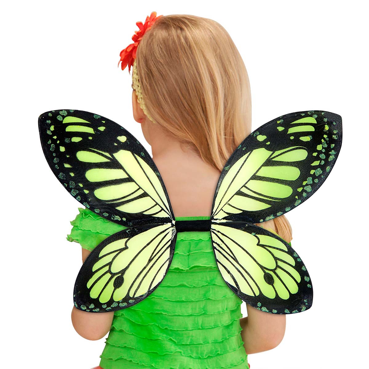 Fjärilsvingar, svart/gröna 46x29 cm