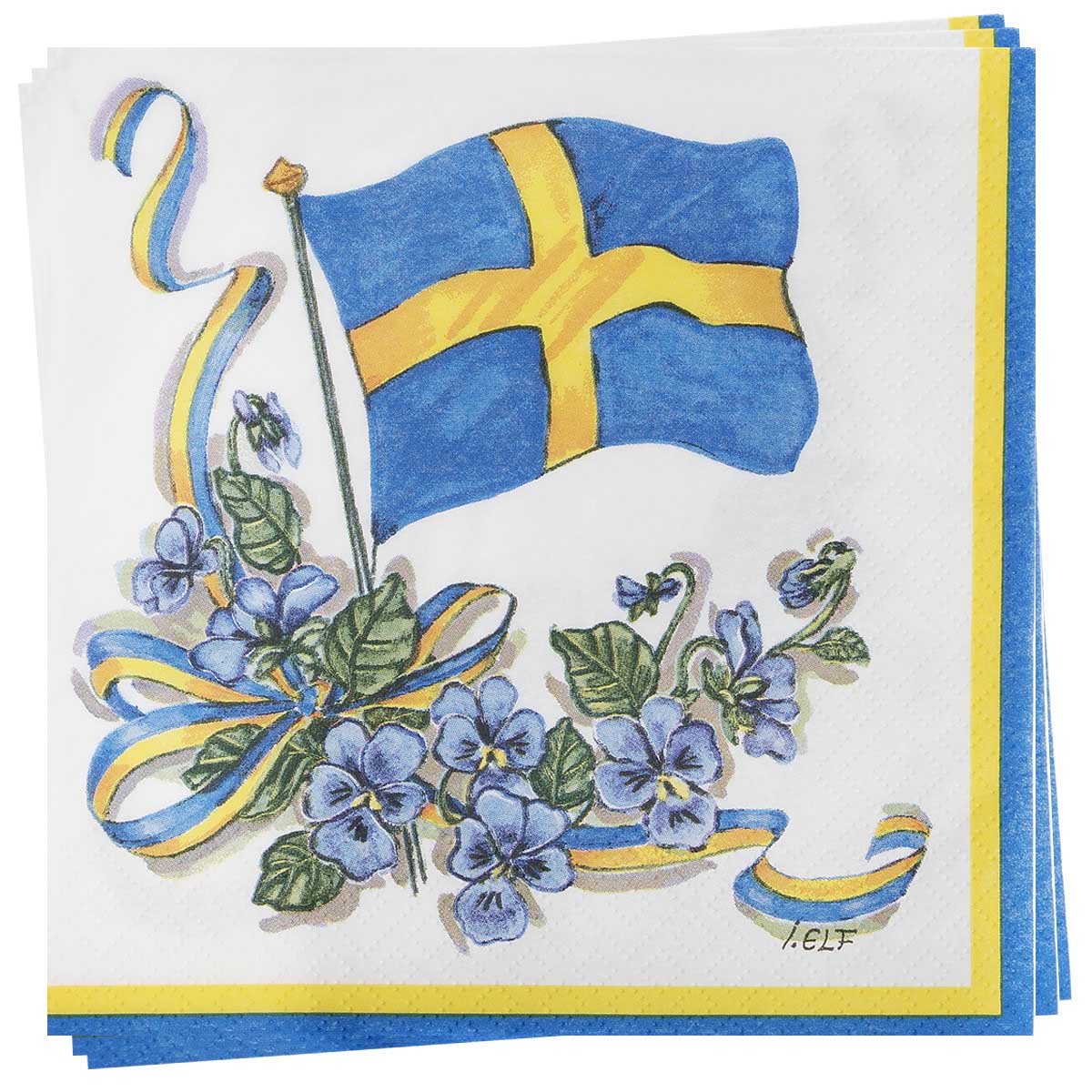 Svenska flaggan med krans  servetter