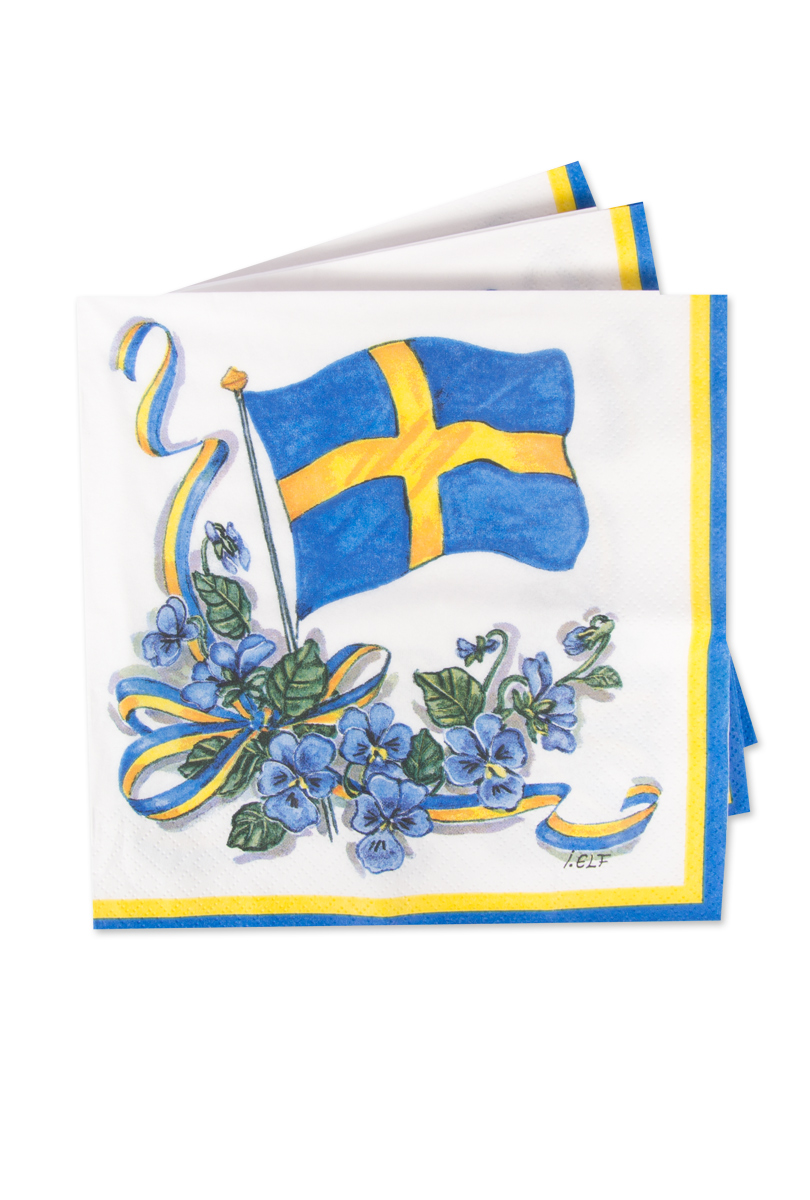 Läs mer om Svenska flaggan med krans, servetter