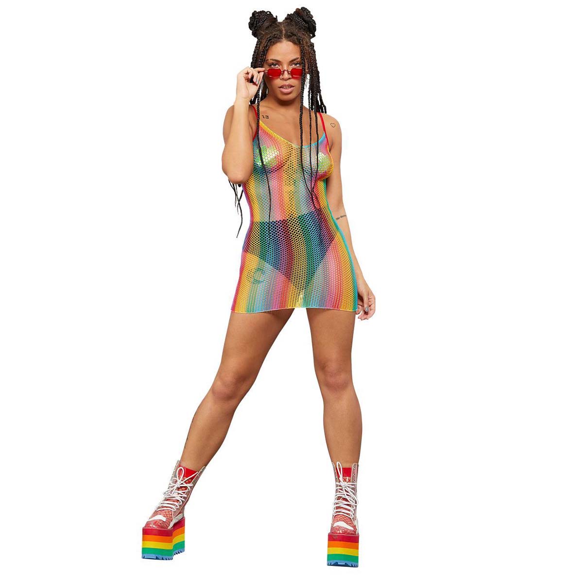 Klänning, Fever Rainbow Fishnet