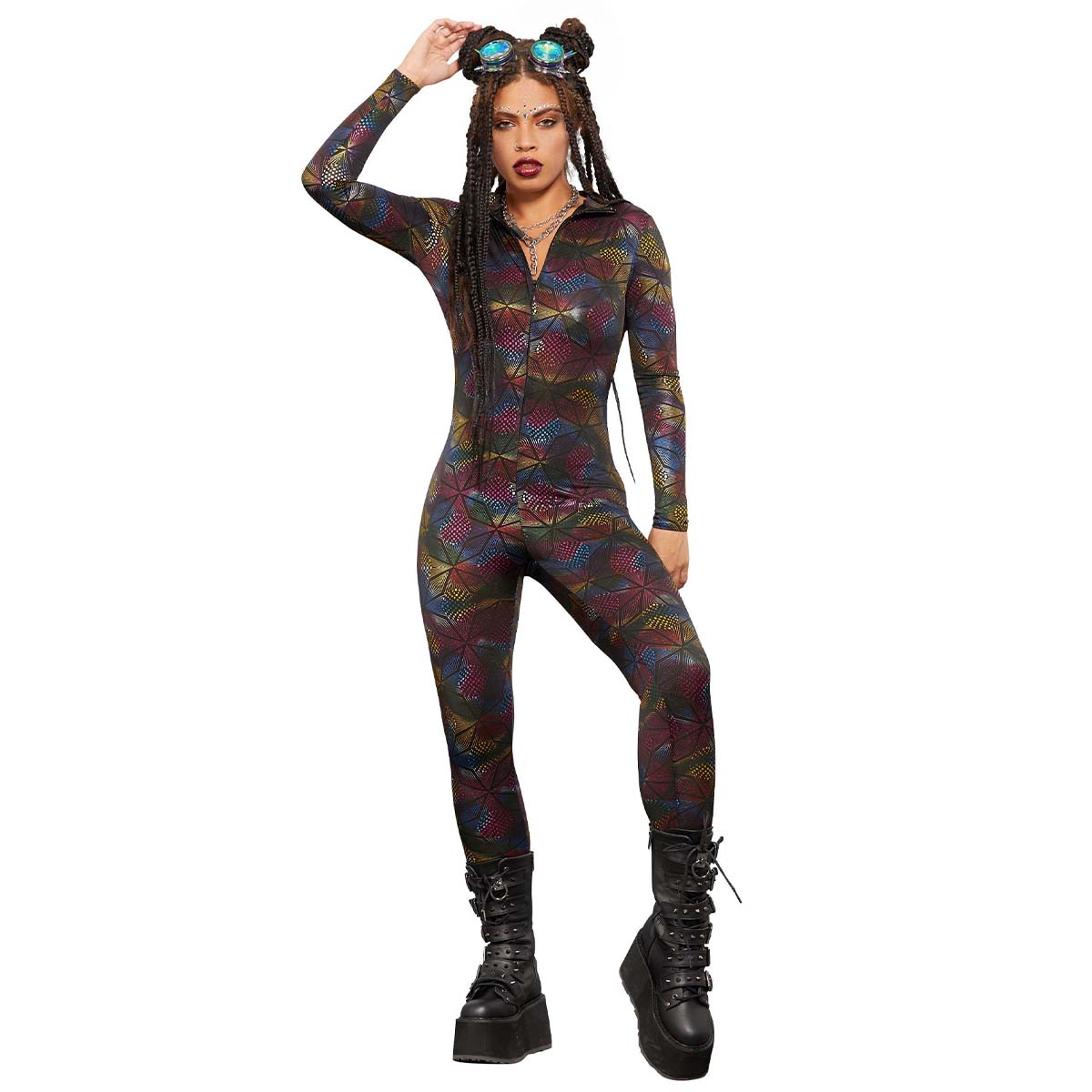 Läs mer om Jumpsuit, Fever Miss whiplash rainbow Catsuit XS