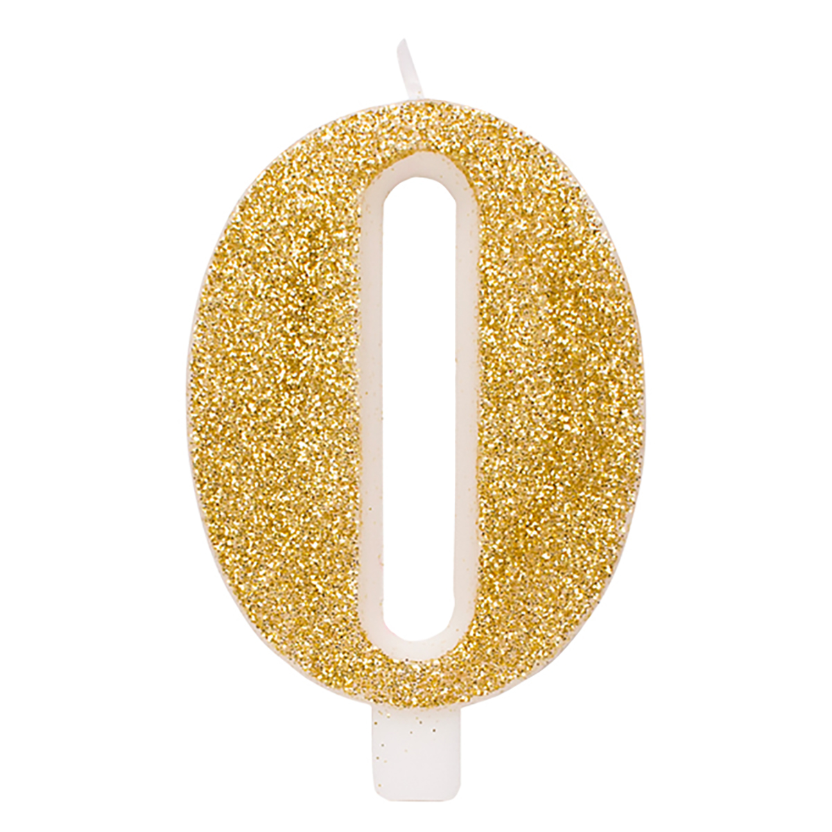 Tårtljus 0 guld glitter15,5 cm