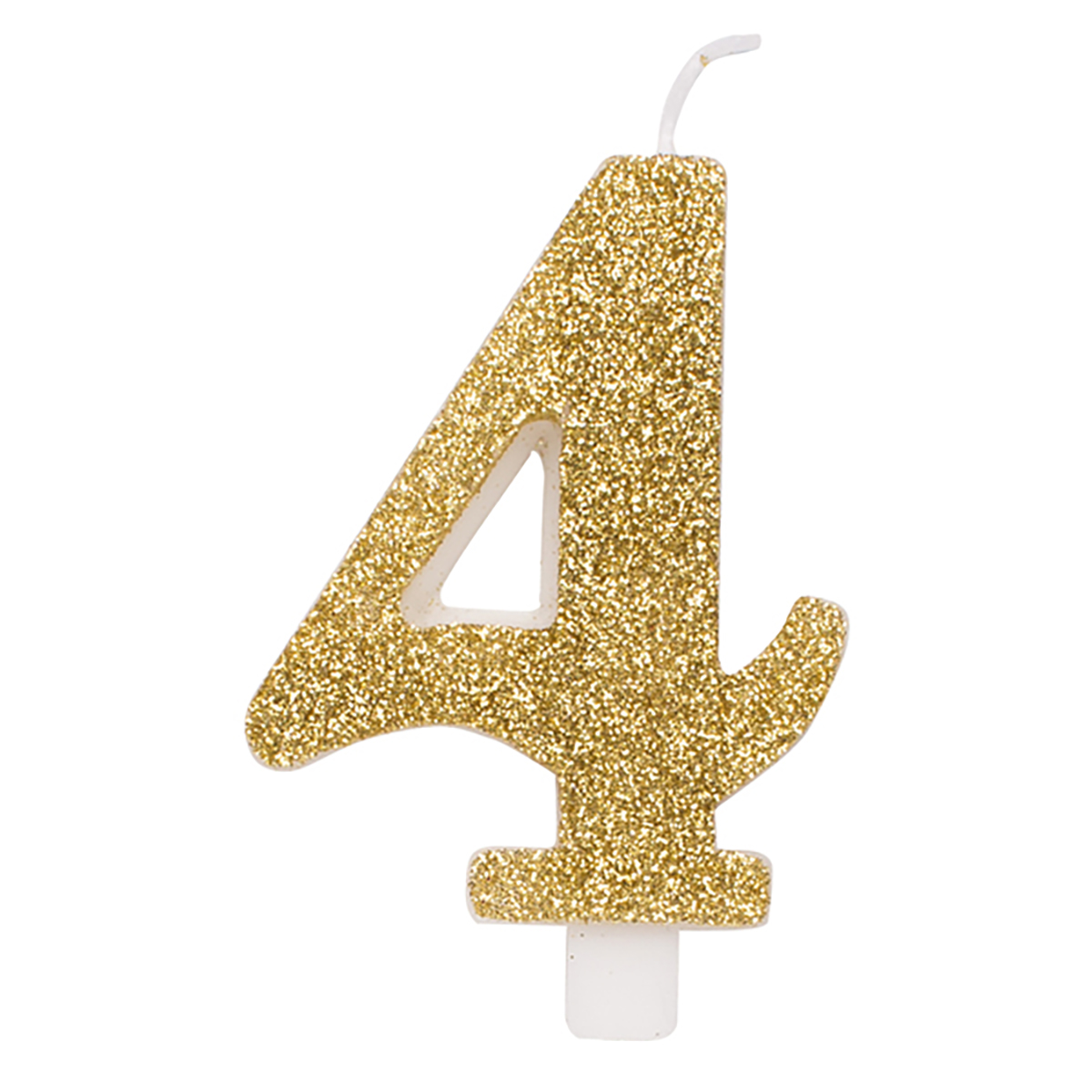 Tårtljus 4 guld glitter 15,5 cm