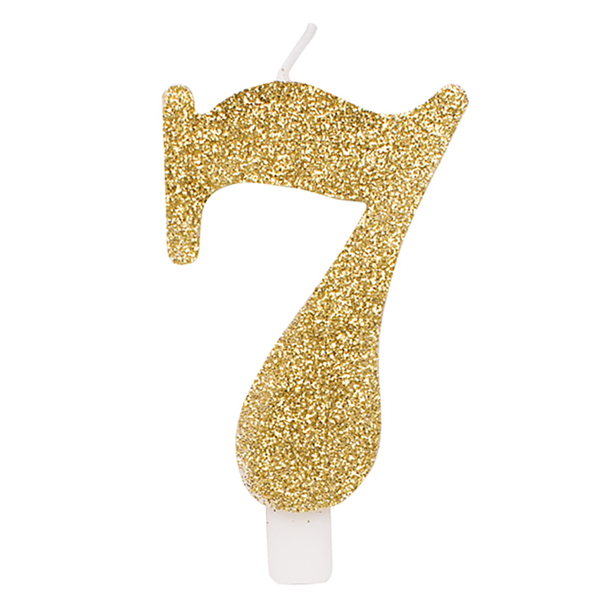 Tårtljus 7 guld glitter 15,5 cm