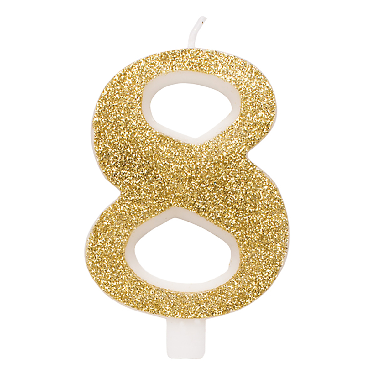 Tårtljus 8 guld glitter 15,5 cm