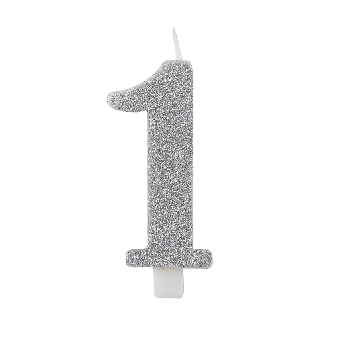 Tårtljus siffra 1 glitter silver 95 cm