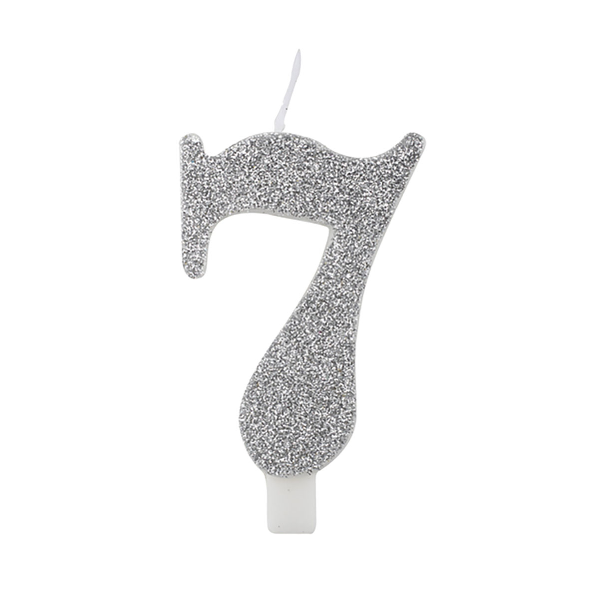 Tårtljus siffra 7 glitter silver 9,5 cm