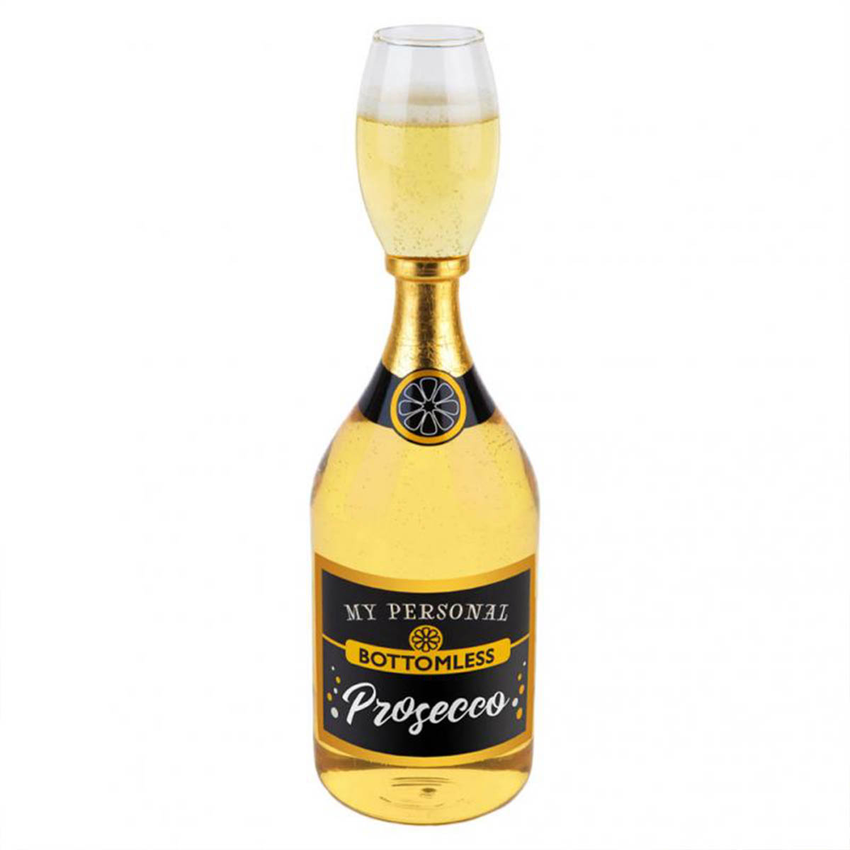 Glas, prosecco bottle