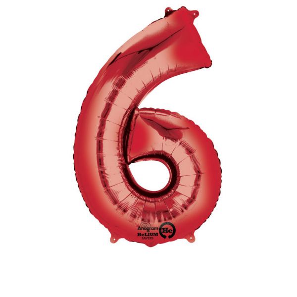 Läs mer om Folieballong siffra, röd-6