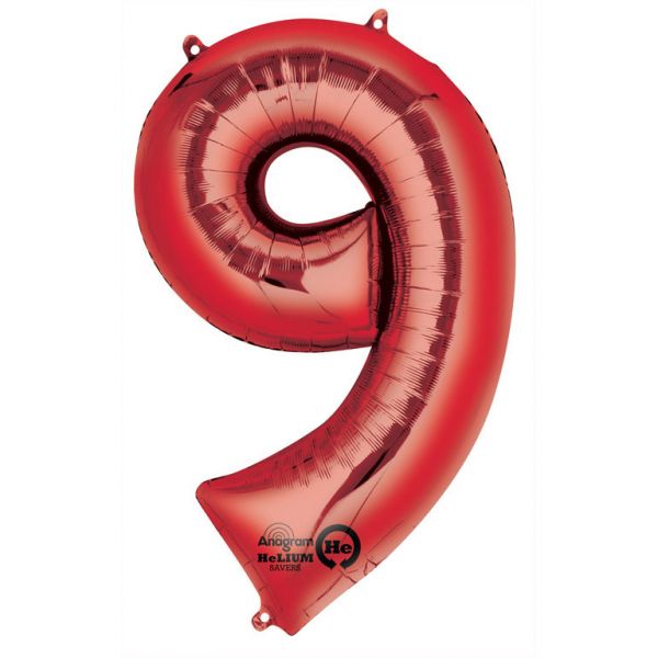 Folieballong siffra röd-9