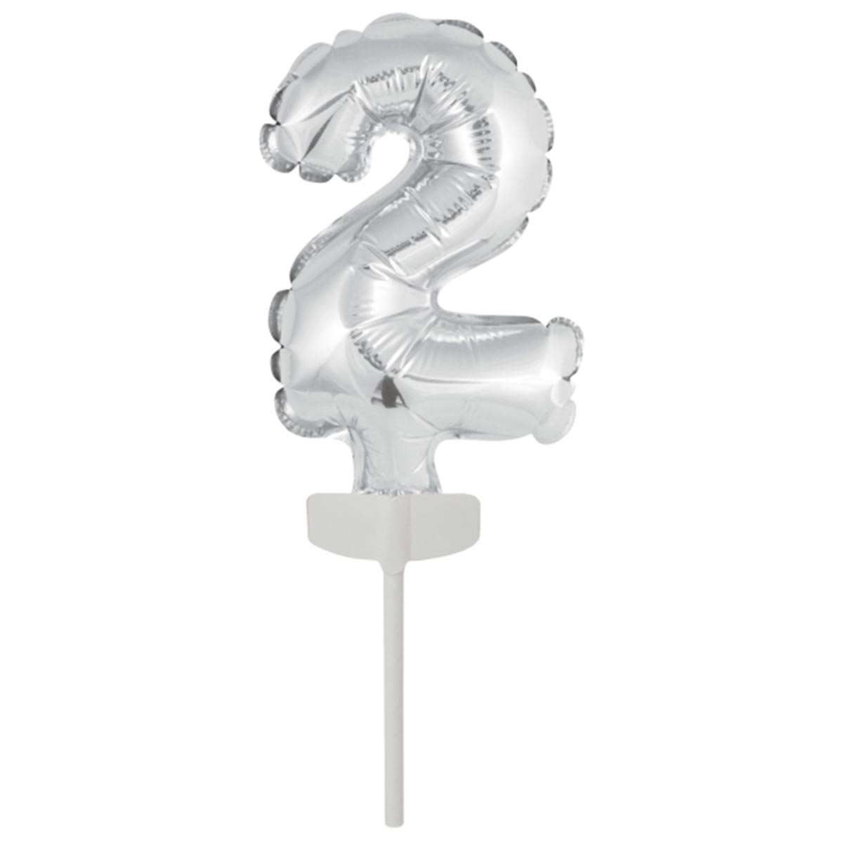 Folieballong, siffra mini 2 silver 13 cm