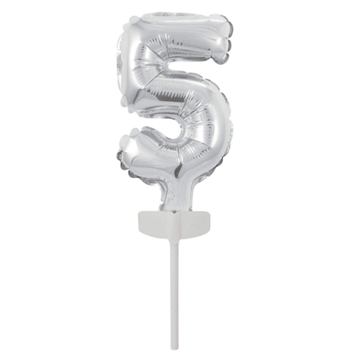 Folieballong, siffra mini 5 silver 13 cm