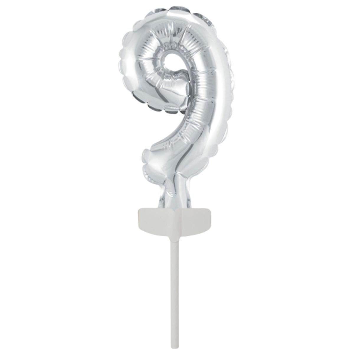 Folieballong, siffra mini 9 silver 13 cm